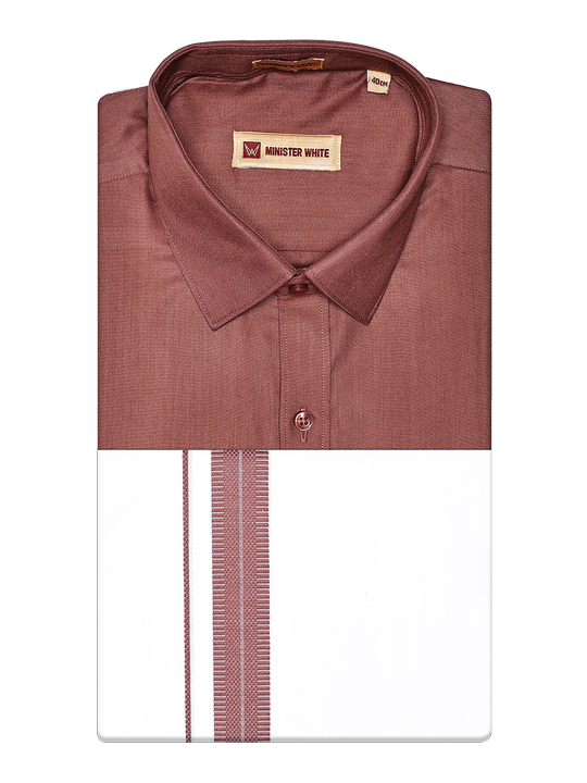 Men's Cotton Brown Color Matching Shirt and Dhoti Combo Miracle