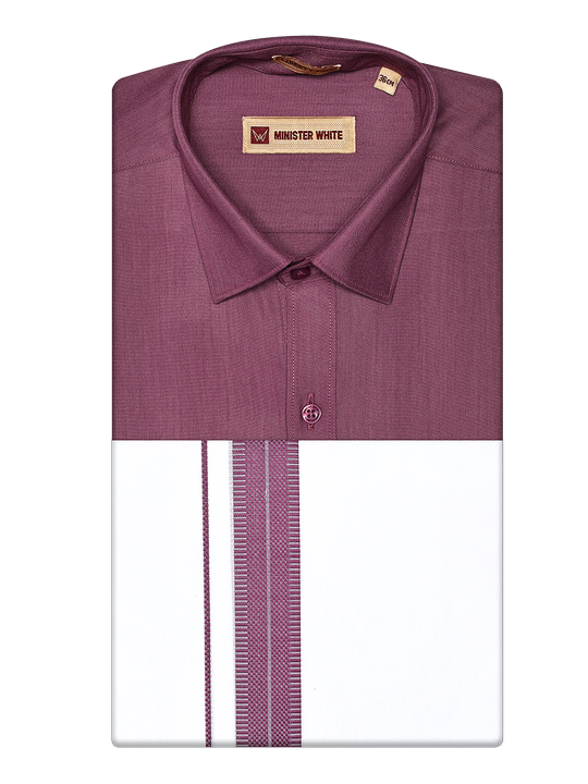 Men's Cotton Burgundy Color Matching Shirt and Dhoti Combo Miracle