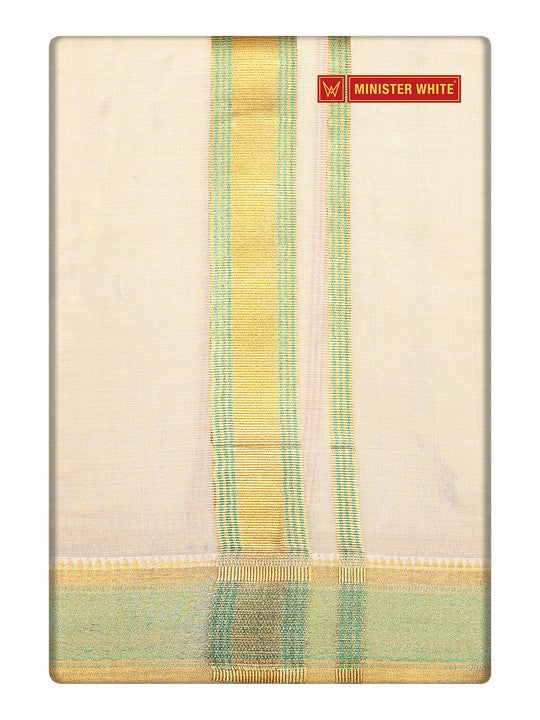 Men's Cotton Cream Color Assorted Border Panchakacham Kesavaram 9 X 5