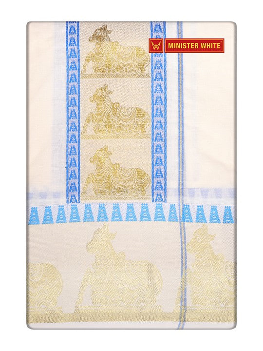 Men's Cotton Cream Color Assorted Border Panchakacham Rajanagaram 9 X 5