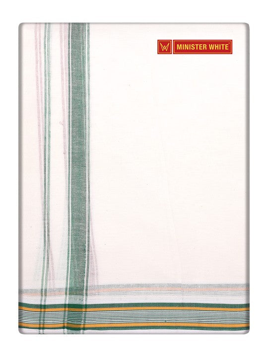 Men's Cotton Cream Color Assorted Border Panchakacham Ramanuja 9 X 5