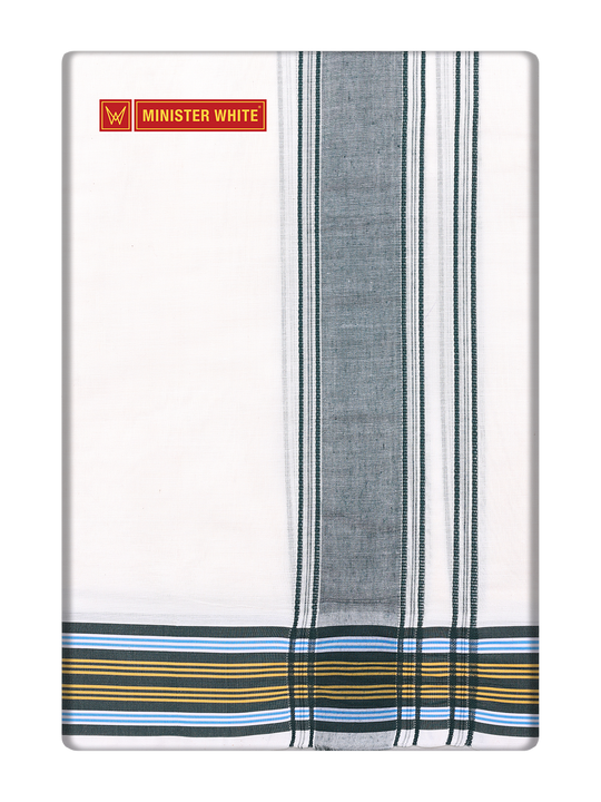 Men's Cotton Cream Color Assorted Border Panchakacham Simahachala 9 X 5