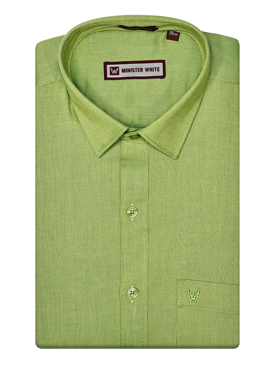 Men' Cotton Green Color Matching Shirt Hazel