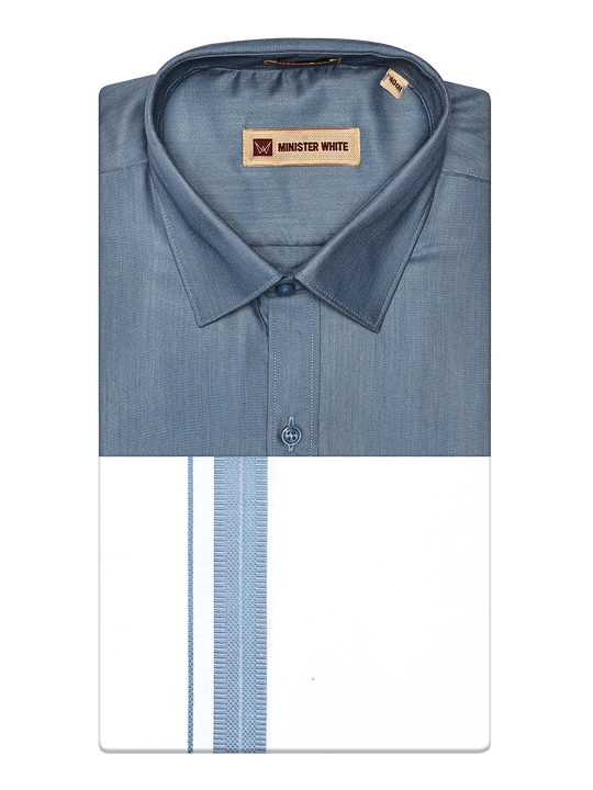 Men's Cotton Grey Color Matching Shirt and Dhoti Combo Miracle