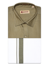 Men's Cotton Olive Green Color Matching Shirt and Dhoti Combo Miracle