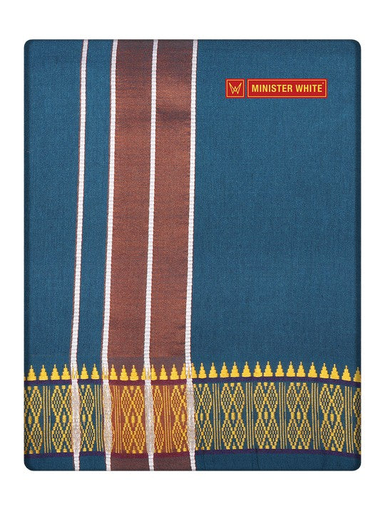 Men's Cotton Ramar Blue Color Assorted Border Panchakacham Annavaram
