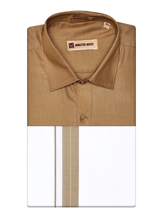 Men's Cotton Sand Color Matching Shirt and Dhoti Combo Miracle