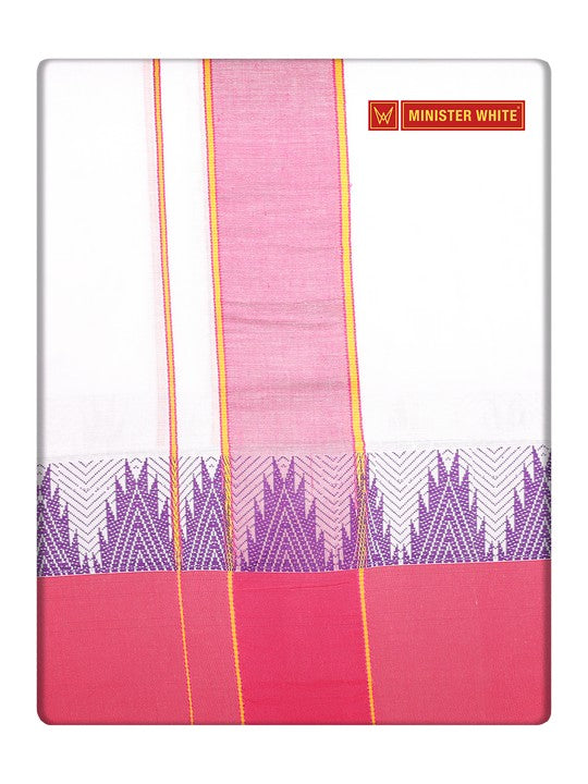 Men's Cotton White Color Assorted Border Panchakacham Raghuveer 9 X 5