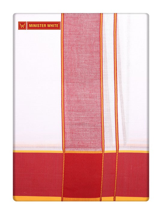 Men's Cotton White Color Assorted Border Panchakacham Yogendra 9 X 5