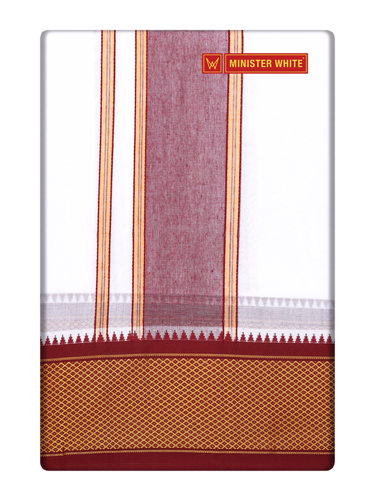 Men's Cotton White color Assorted Border Panchakacham Hayagriva 9 X 5