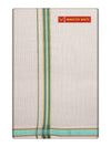 Men's Cream Cotton Single Layered Dhoti with Assorted Border Trinket