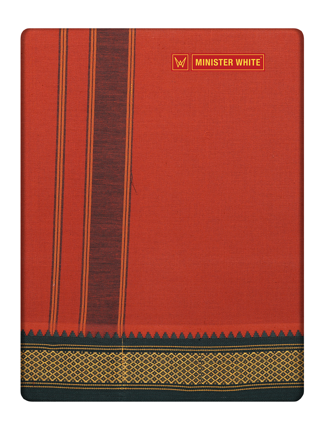 Men's Dark Kavi Cotton Single Layered Dhoti with Assorted Border Sendan