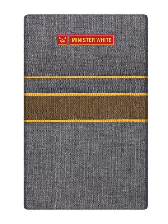 Men's Grey Cotton Single Layered Dhoti with Gold Border Nimalan