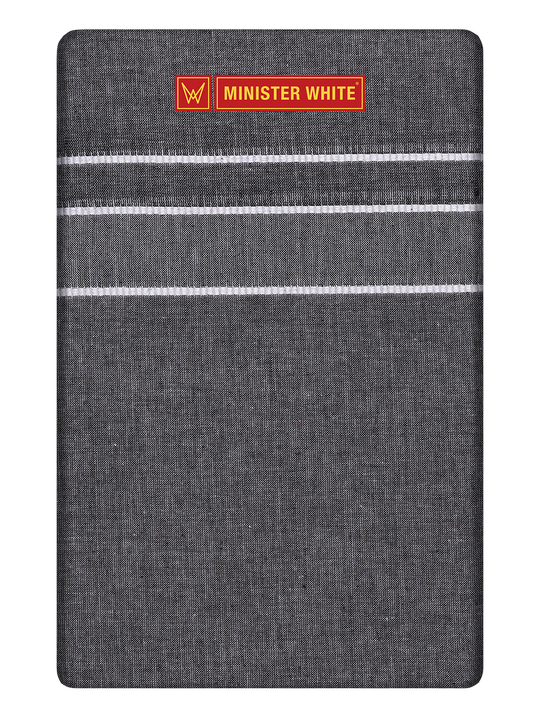 Men's Grey Cotton Single Layered Dhoti with White Border Nimalan