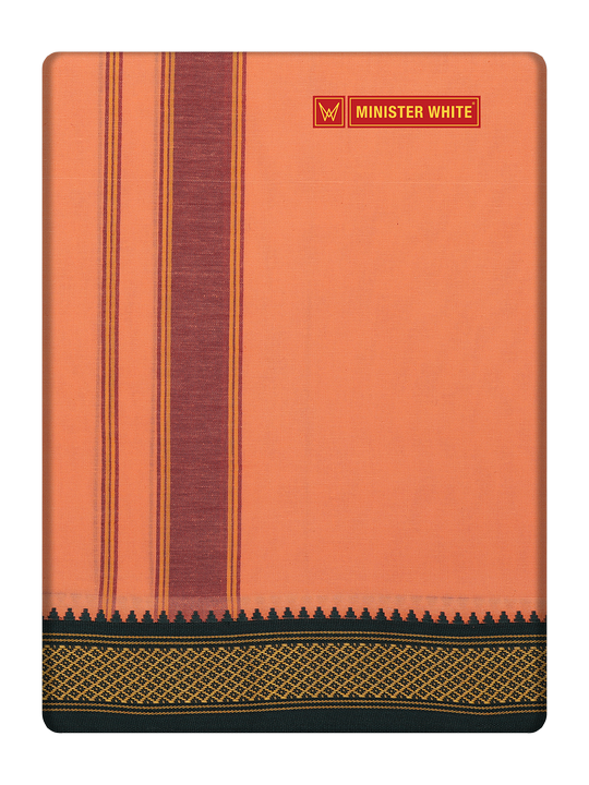 Men's Kanakambaram color Cotton Single Layered Dhoti with Assorted Border Sendan