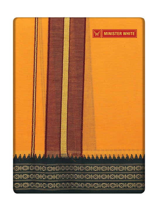 Men's Mambalam color Cotton Single Layered Dhoti with Assorted Border Shanmukh