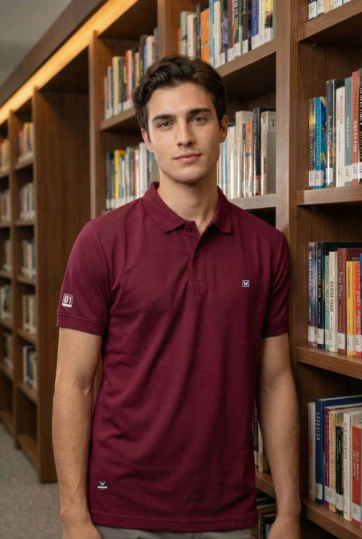 Men's Maroon Dry Fit Polo T-Shirt Rover