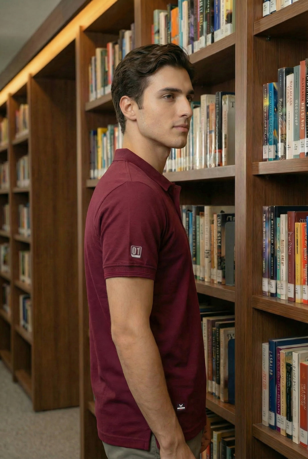 Men's Maroon Dry Fit Polo T-Shirt Rover side pose