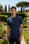 Men's Navy Regular Fit Polo T-Shirt with Pocket Striker