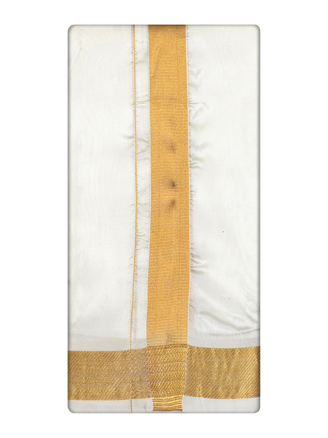 Men's Premium Art Silk Cream 100k Gold Jari Border Dhoti towel Wedding Wonders