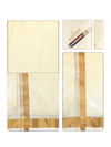 Men's Premium Art Silk Cream Shirt Bit with 50k Gold Jari Border Dhoti Towel Combo Wedding Wonders