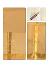Men's Premium Art Silk Medium Gold Shirt Bit with Gold Jari Border Dhoti Towel Combo Wedding Wonders