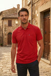 Men's Red Regular Fit Polo T-Shirt with Pocket Striker