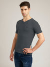 Men's Regular Fit V-Neck Grey T-Shirt Caliber
