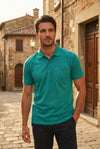 Men's Teal Regular Fit Polo T-Shirt with Pocket Striker