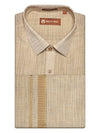 Men's Tissue Gold Shirt & Jari Border Dhoti Festive And Wedding Combo Herman
