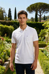 Men's White Regular Fit Polo T-Shirt with Pocket Striker