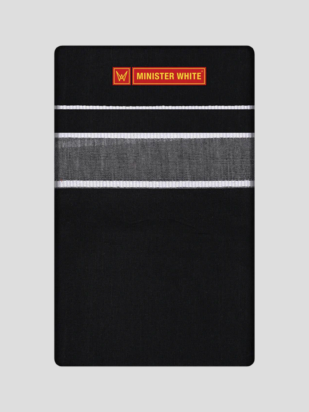 Men's Black Cotton Single Layered Dhoti with White Border Neelimala