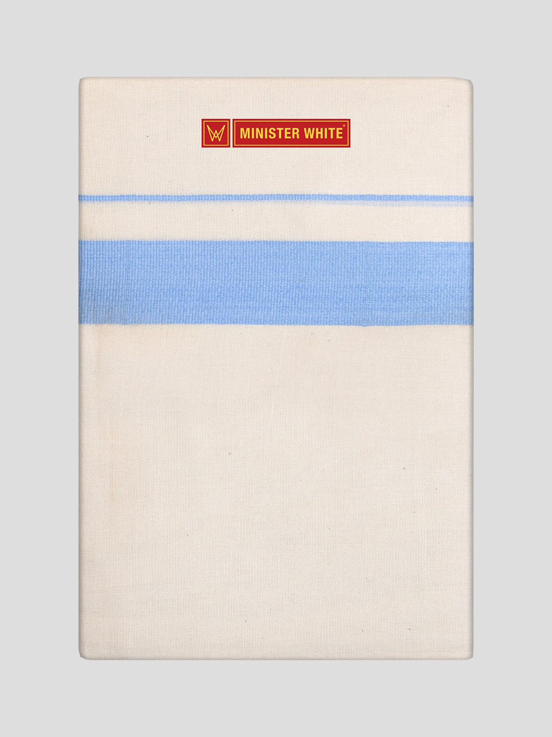 Men's Cotton Kara Sky Blue Fancy Border Double Layer Dhoti Taliparamba