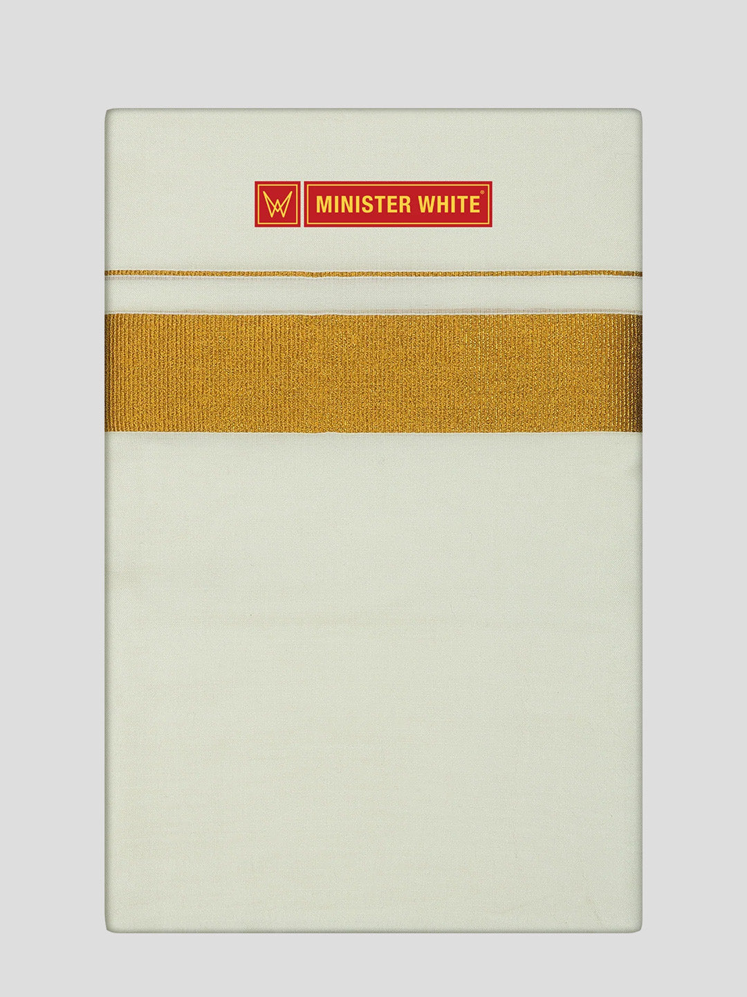 Men's Cream Cotton Kara 1 1 2 Gold Jari Border Double Layer Dhoti Devasuram