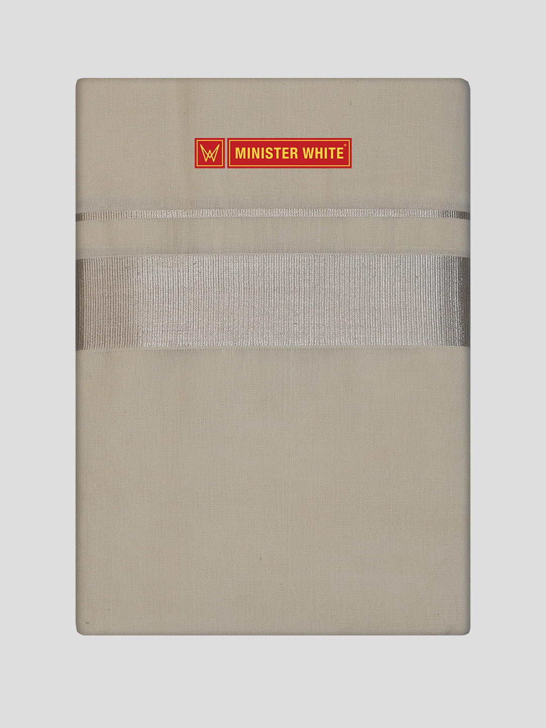 Men's Cream Cotton Kara 1 1 2 Silver Jari Border Double Layer Dhoti Maradu