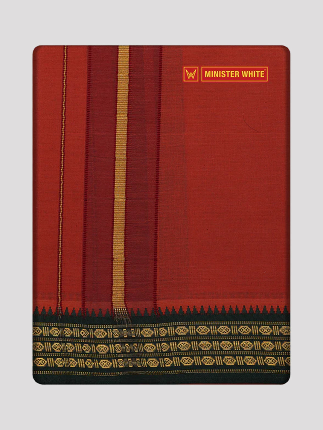 Men's Dark Kavi color Cotton Single Layered Dhoti with Assorted Border Shanmukh