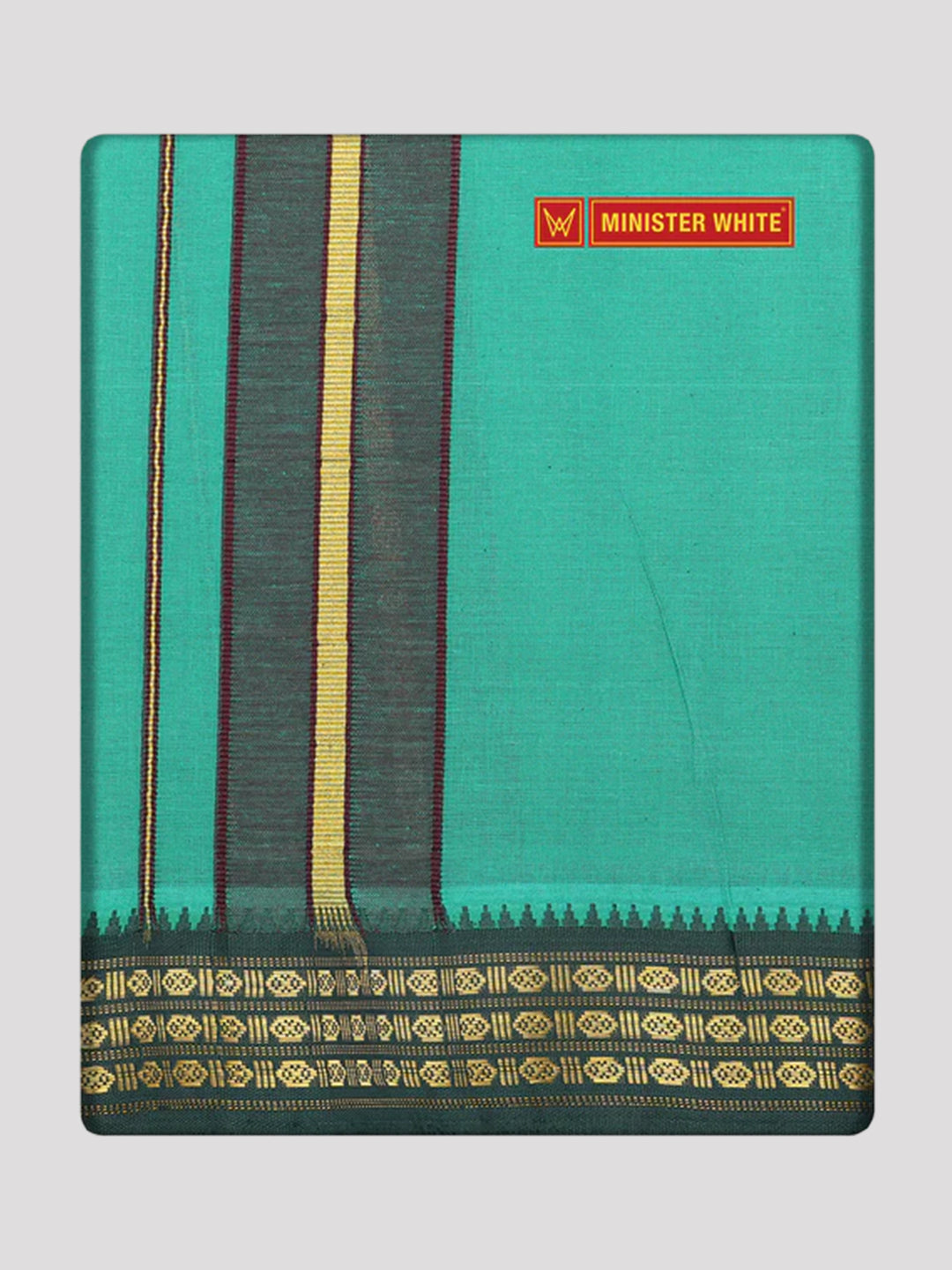 Men's Green color Cotton Single Layered Dhoti with Assorted Border Shanmukh