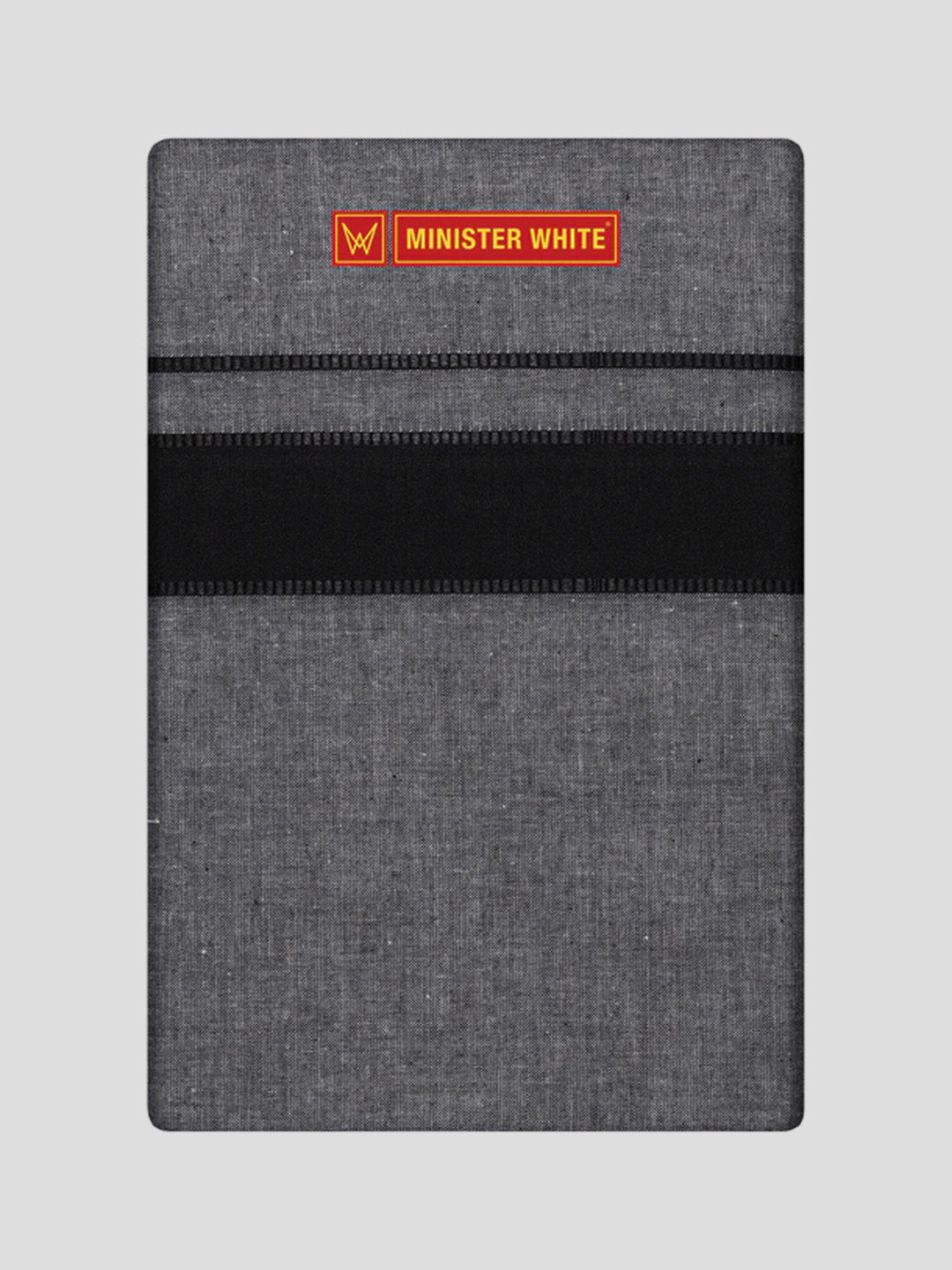 Men's Grey Cotton Single Layered Dhoti with Black Border Nimalan