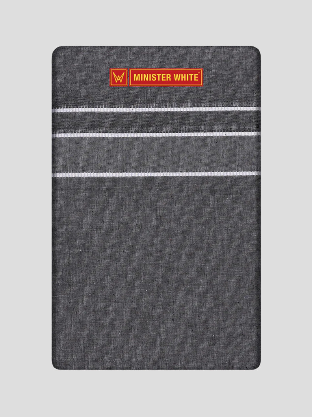 Men's Grey Cotton Single Layered Dhoti with White Border Nimalan