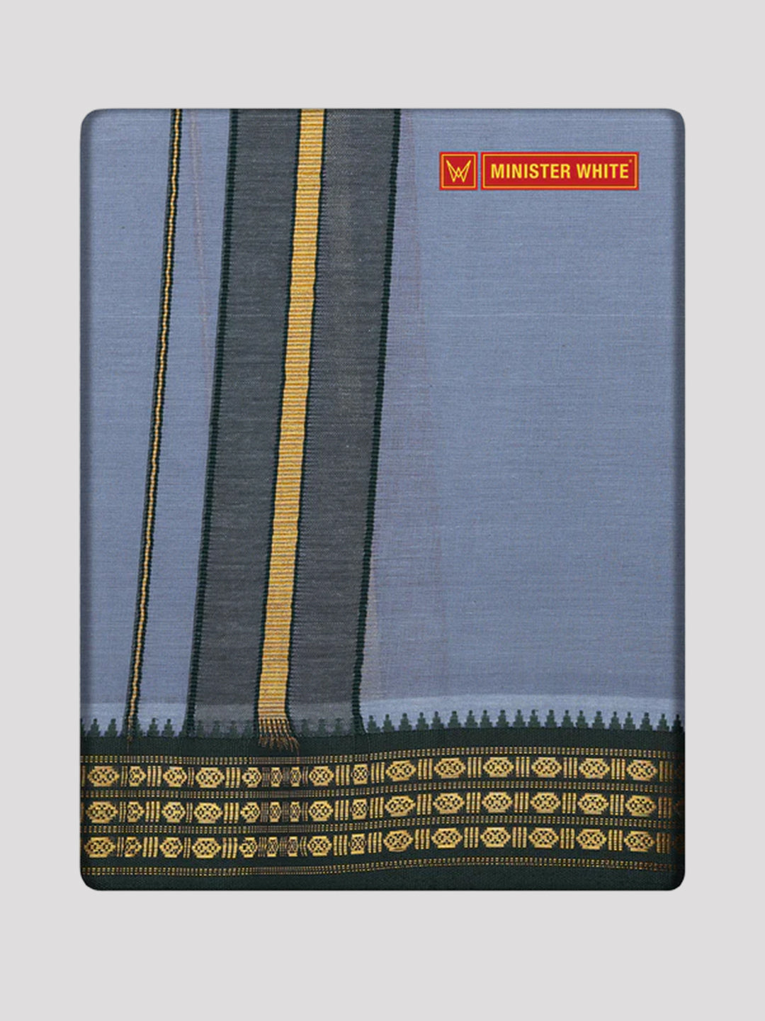 Men's Grey color Cotton Single Layered Dhoti with Assorted Border Shanmukh