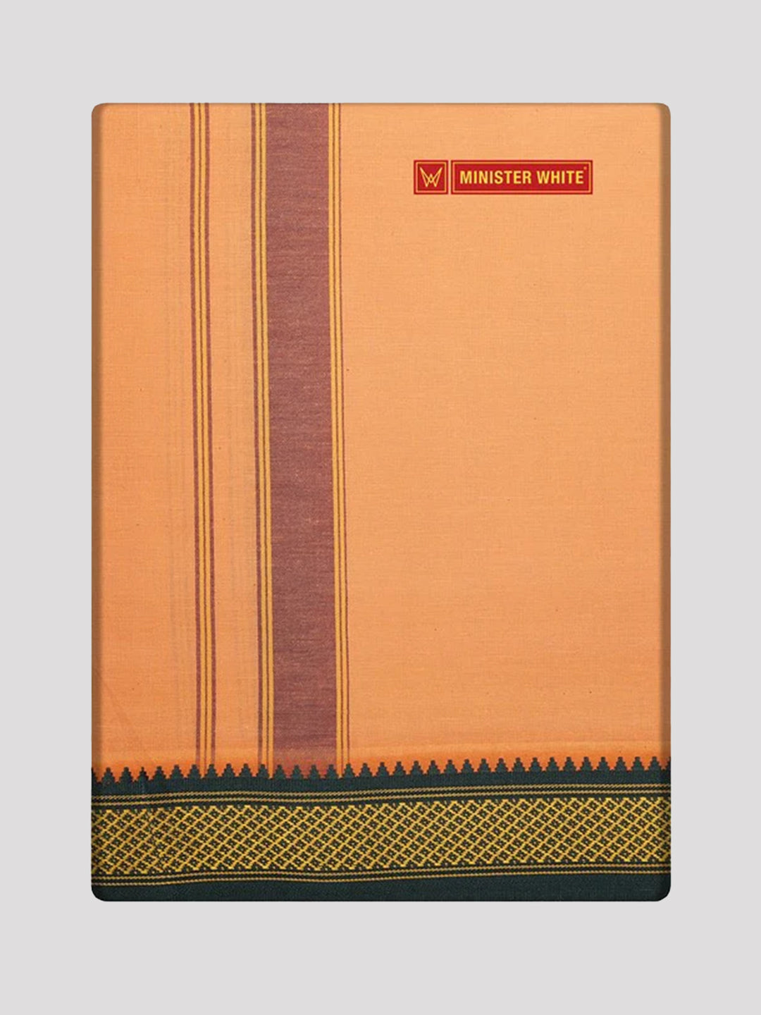 Men's Light Kavi color Cotton Single Layered Dhoti with Assorted Border Sendan