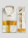 Men's Pure Silk Wedding Cream Shirt, Dhoti, Nerial with Belt Combo - Nesam 120K