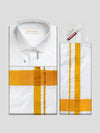 Men's Pure Silk Wedding White Shirt, Dhoti, Nerial with Belt Combo - Nesam 100K