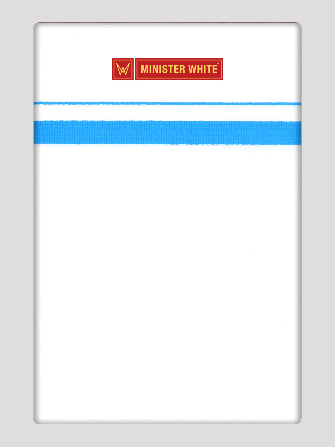 Men’s White Cotton Single Layer Dhoti with Blue Fancy Border Sunrise