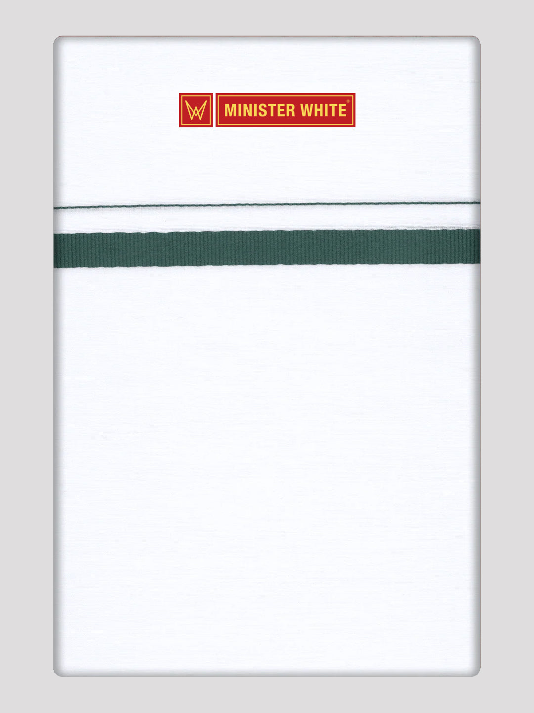 Men’s White Cotton Single Layer Dhoti with Bottle Green Fancy Border Sunrise