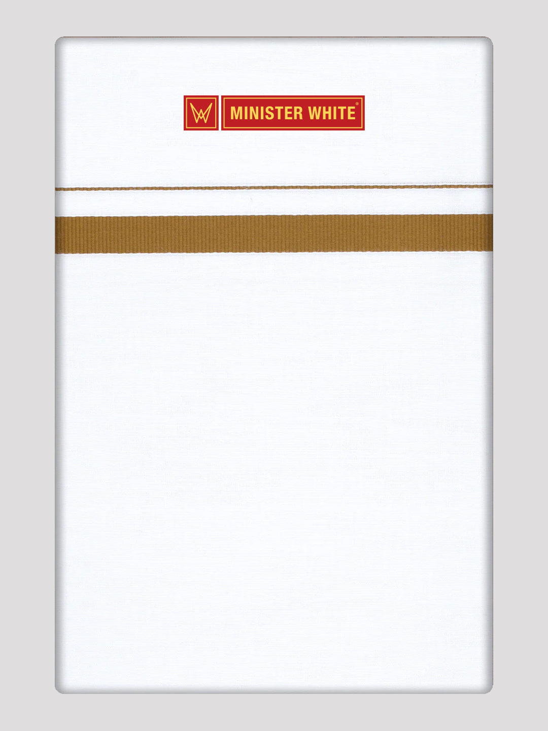 Men’s White Cotton Single Layer Dhoti with Coffee Brown Fancy Border Sunrise