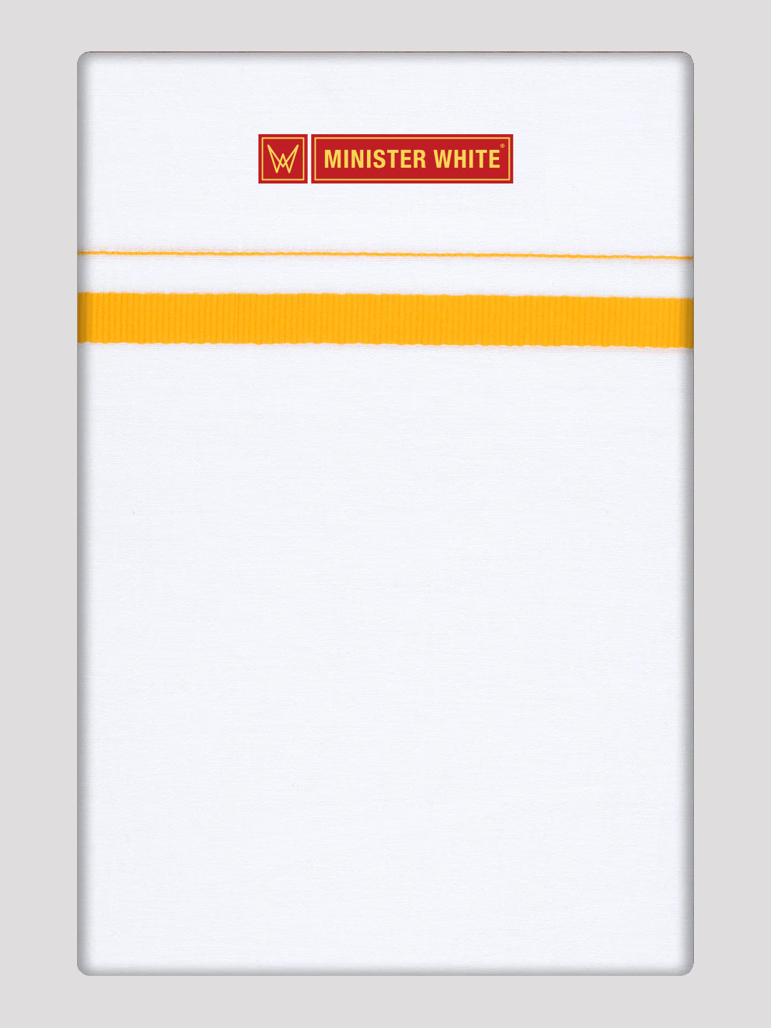 Men’s White Cotton Single Layer Dhoti with Golden Yellow Fancy Border Sunrise