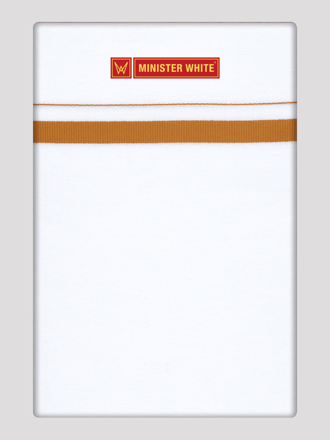 Men’s White Cotton Single Layer Dhoti with Kakki Fancy Border Sunrise