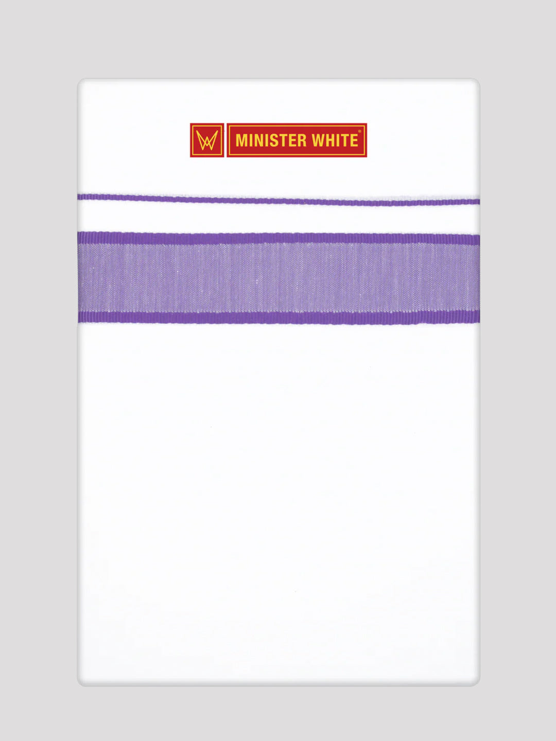 Men’s White Cotton Single Layer Dhoti with Lavender Fancy Border True Value