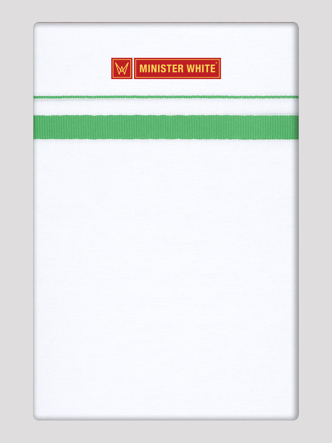 Men’s White Cotton Single Layer Dhoti with Leaf Green Fancy Border Sunrise